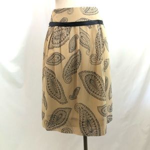 Pendleton Skirt Silk Blend size 12 Paisley Print Tan Black